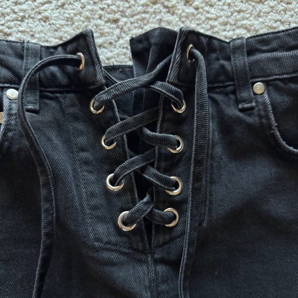 Anthropologie lace up denim shorts - Picture 3 of 6